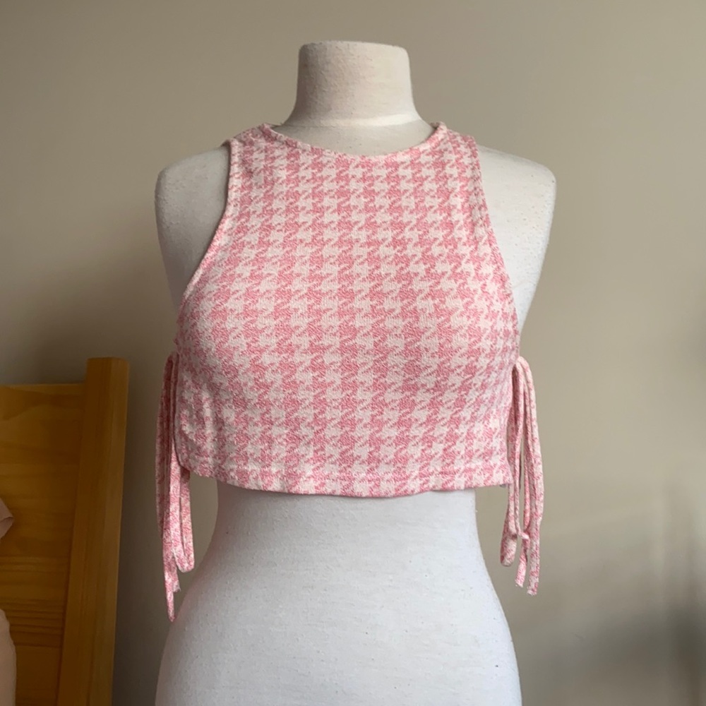 Pink & Cream Zara Houndstooth 2 Piece Top